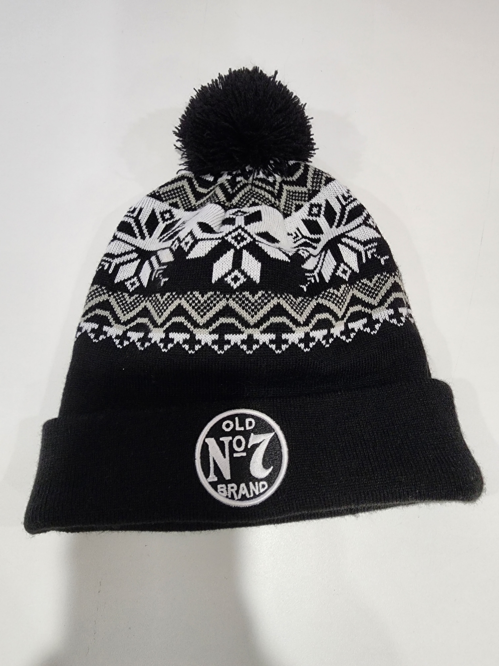 Old No.7 Black Pom Beanie Hat